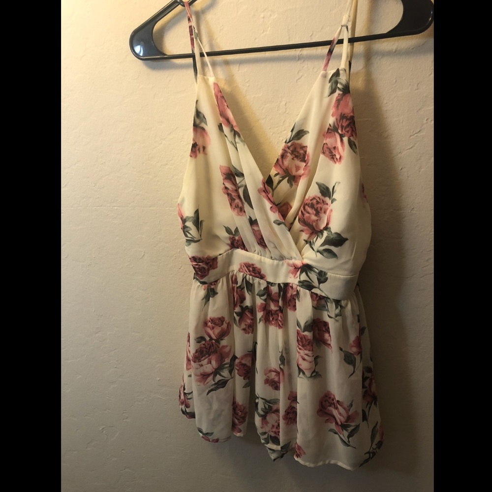 Backless Rose Floral Romper